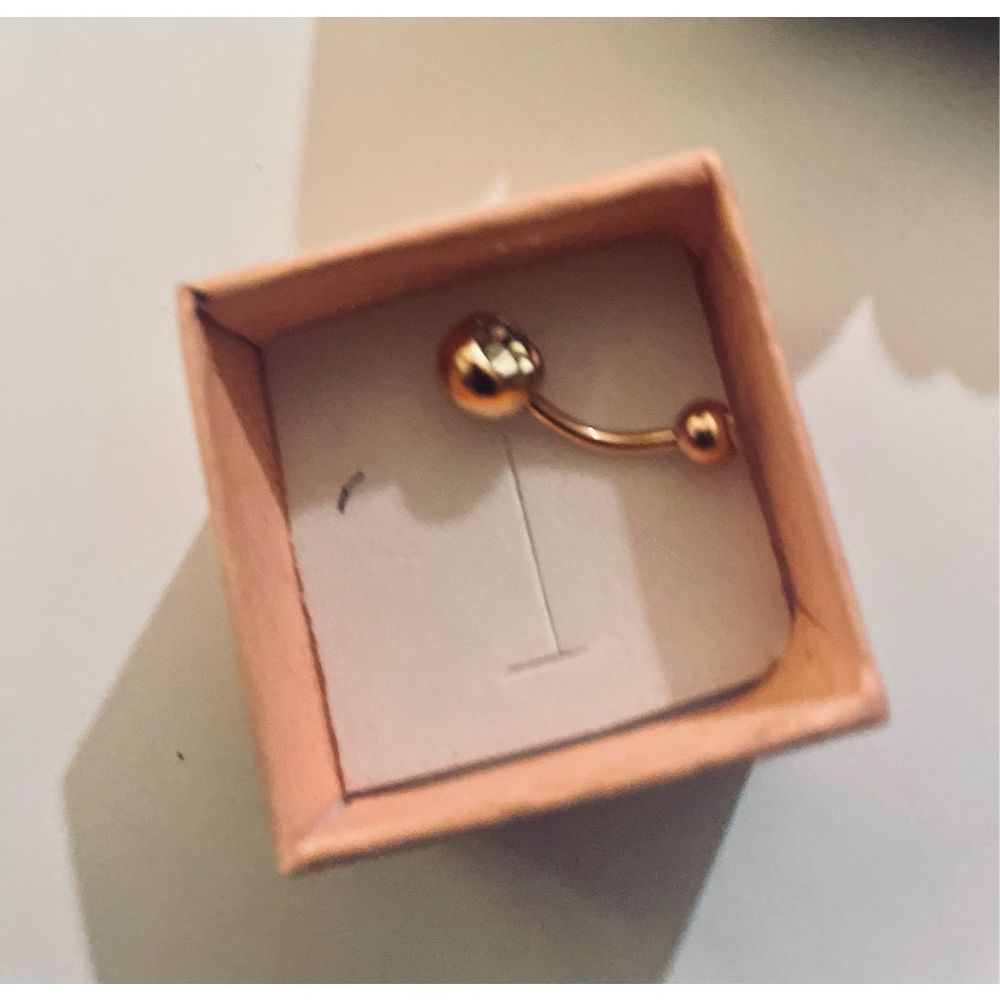 GOLD SAPPHIRE BELLY RING - Picture 4 of 5